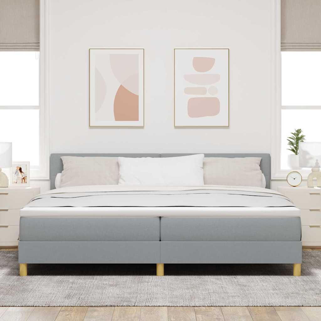 Boxspringbett mit Matratze Hellgrau 200 x 200 cm Stoff