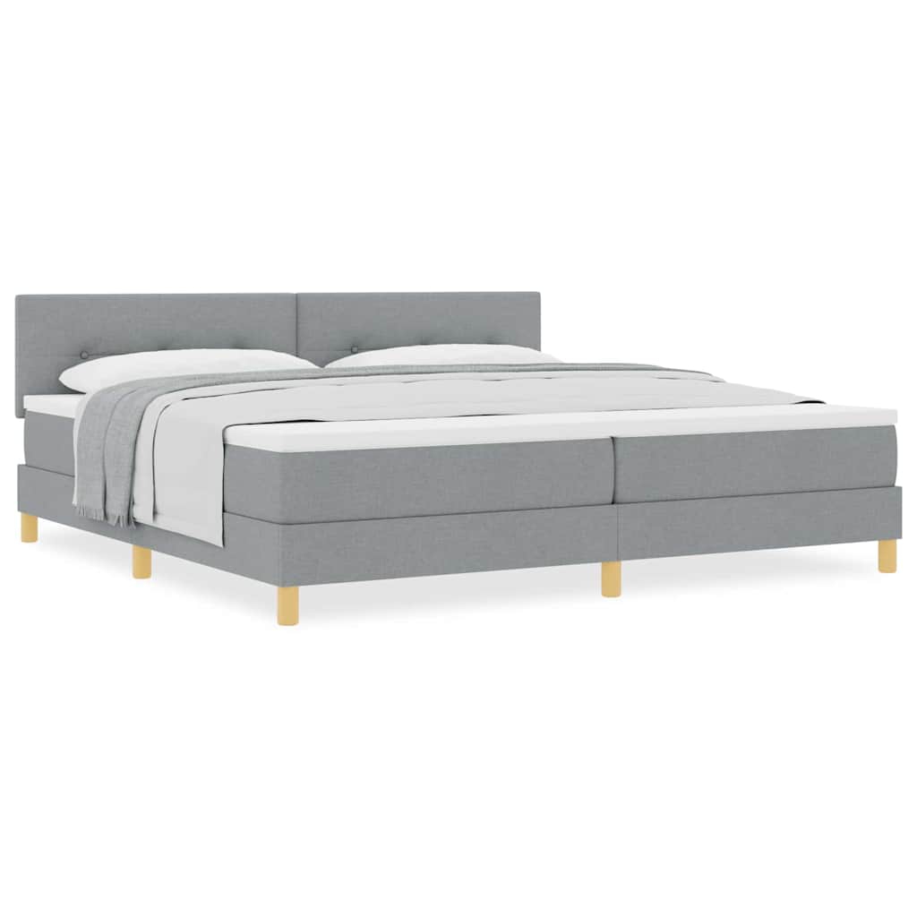 Boxspringbett mit Matratze Hellgrau 200 x 200 cm Stoff