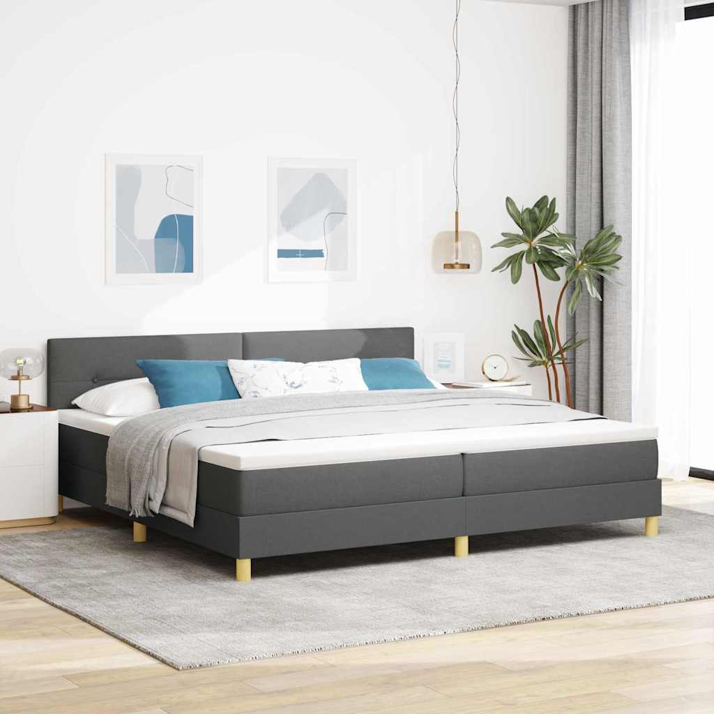 Boxspringbett mit Matratze Dunkelgrau 200 x 200 cm Stoff