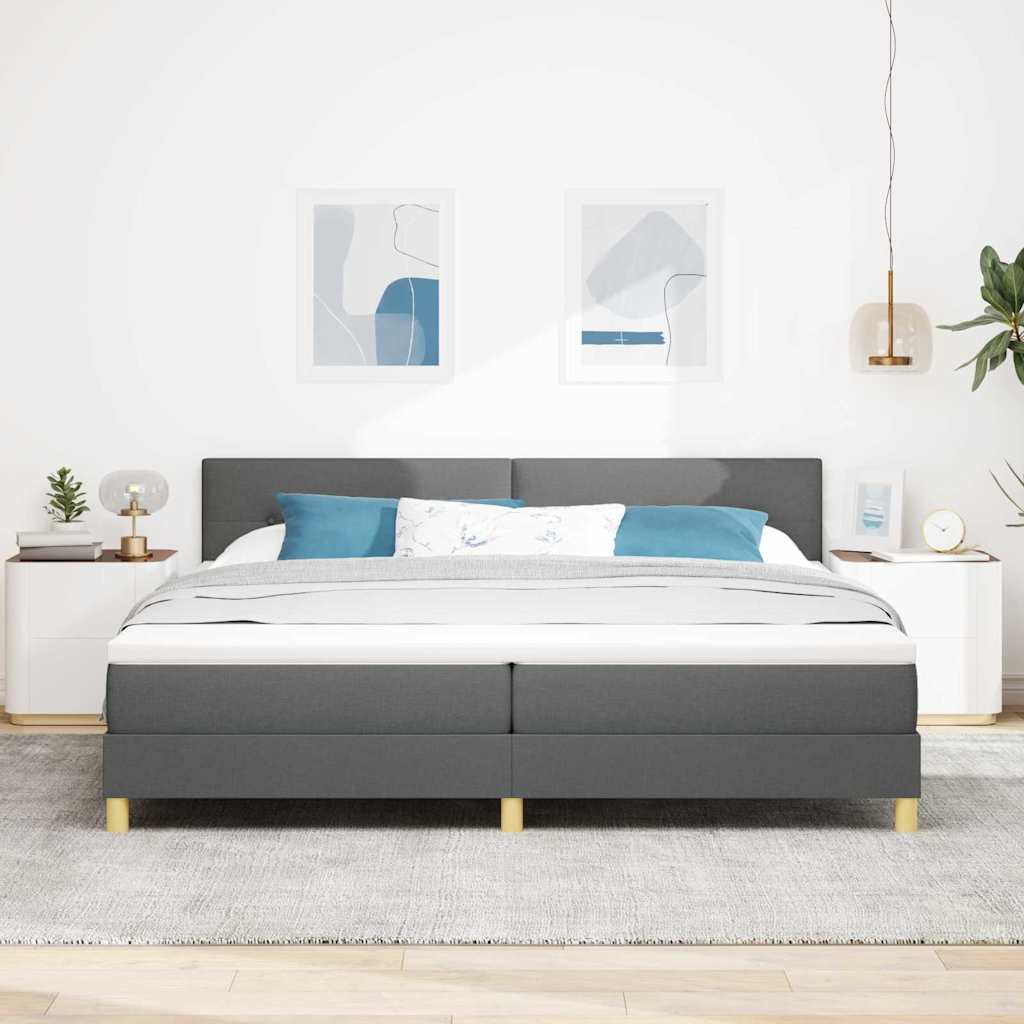 Boxspringbett mit Matratze Dunkelgrau 200 x 200 cm Stoff