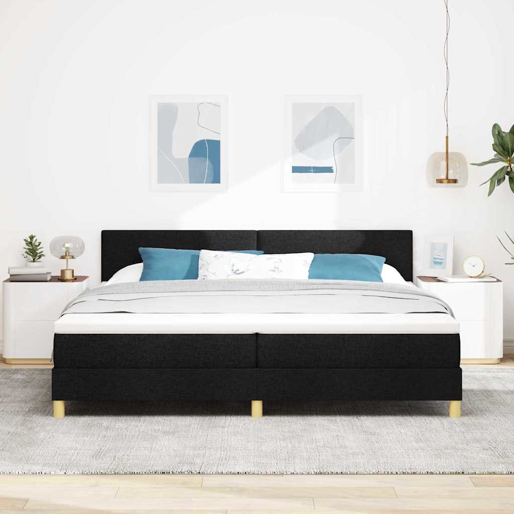 Boxspringbett mit Matratze Schwarz 200 x 200 cm Stoff