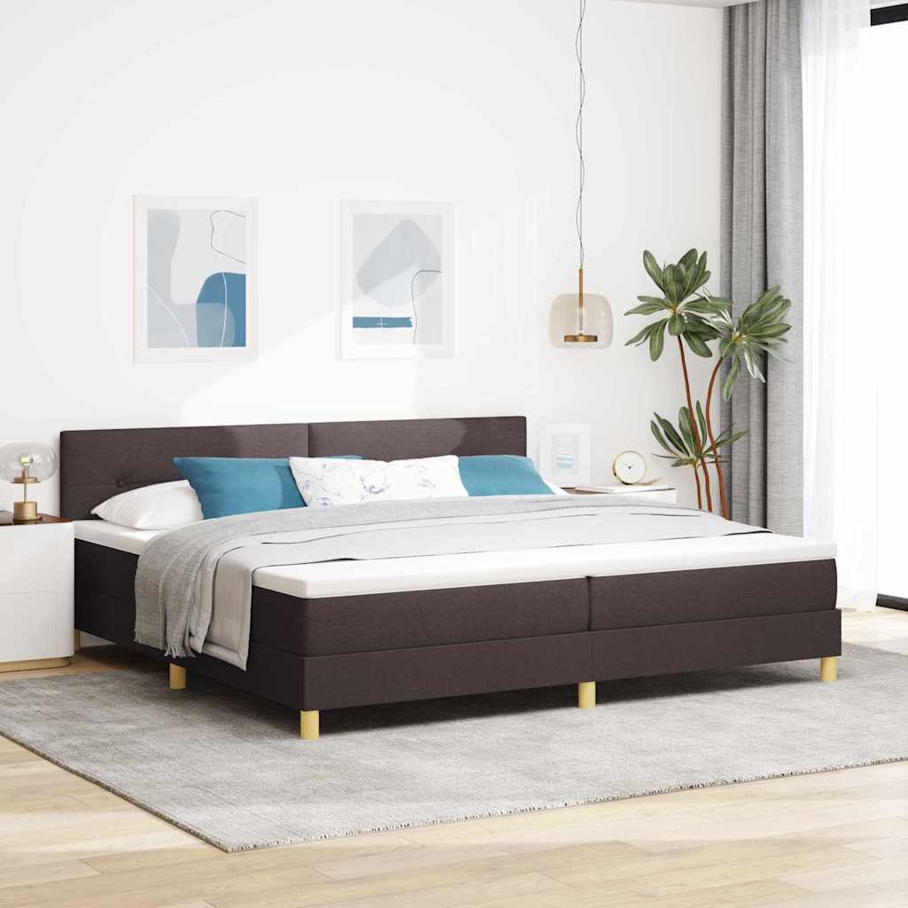 Boxspringbett mit Matratze Dunkelbraun 200 x 200 cm Stoff