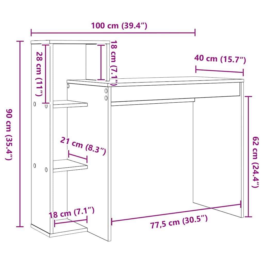 Schreibtisch mit Regal Weiß 100 x 40 x 90 cm Holzwerkstoff