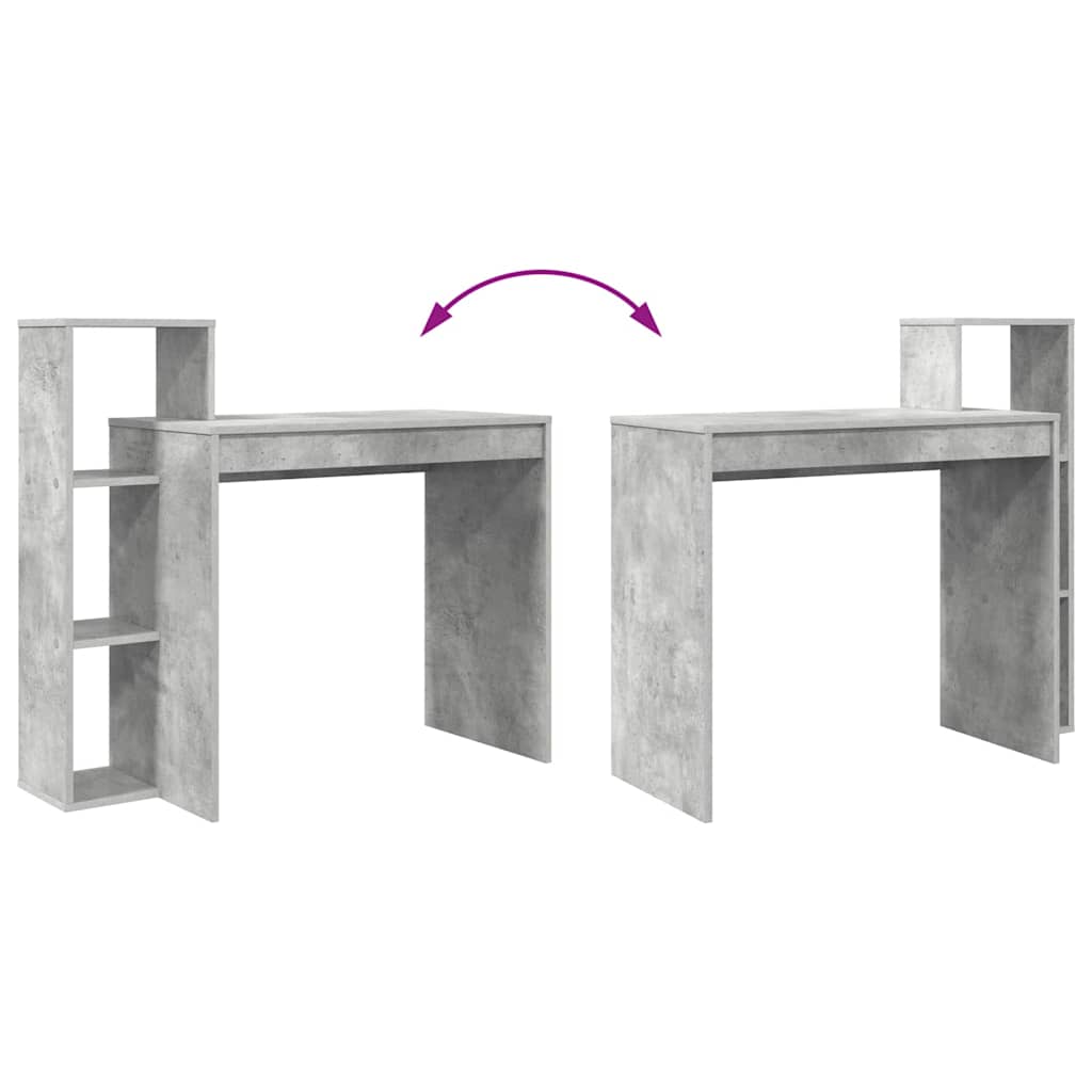 Schreibtisch mit Regal Betongrau 100 x 40 x 90 cm Holzwerkstoff