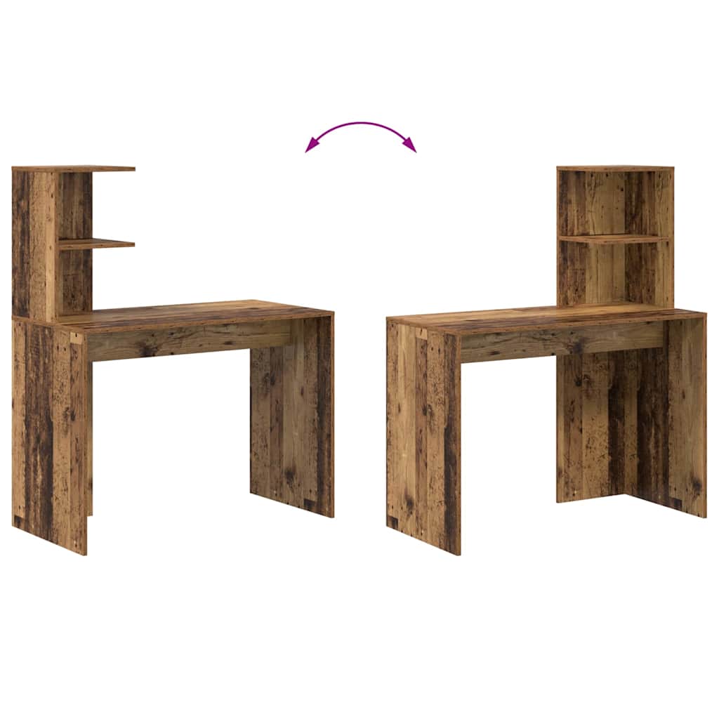Schreibtisch mit Regal Altholz 102 x 50 x 124 cm Holzwerkstoff
