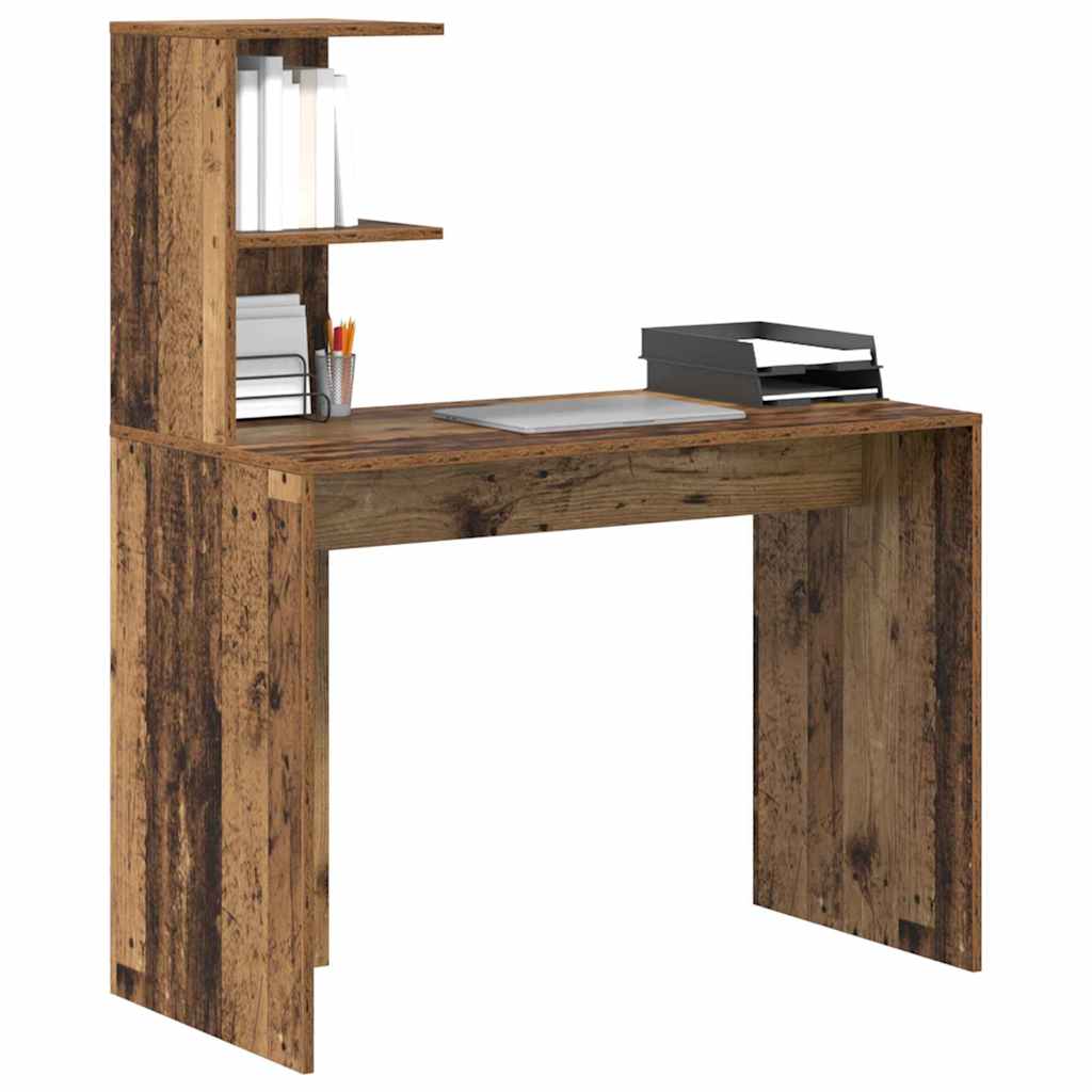 Schreibtisch mit Regal Altholz 102 x 50 x 124 cm Holzwerkstoff