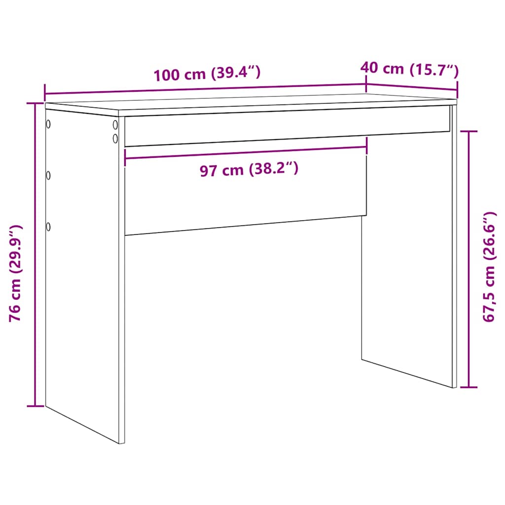 Schreibtisch Grau Sonoma 100 x 40 x 76 cm Holzwerkstoff