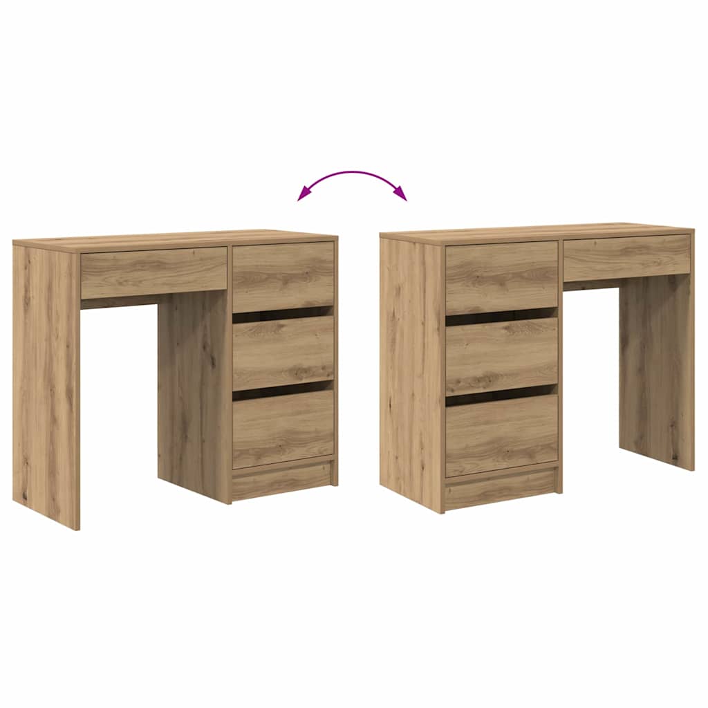 Schreibtisch Eiche handwerklich 90 x 37.5 x 75 cm Holzwerkstoff