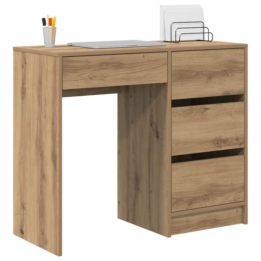 Schreibtisch Eiche handwerklich 90 x 37.5 x 75 cm Holzwerkstoff