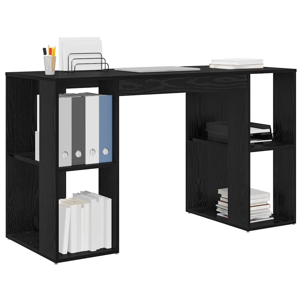 Schreibtisch mit Stauraum Schwarze Eiche 130 x 50,5 x 75 cm