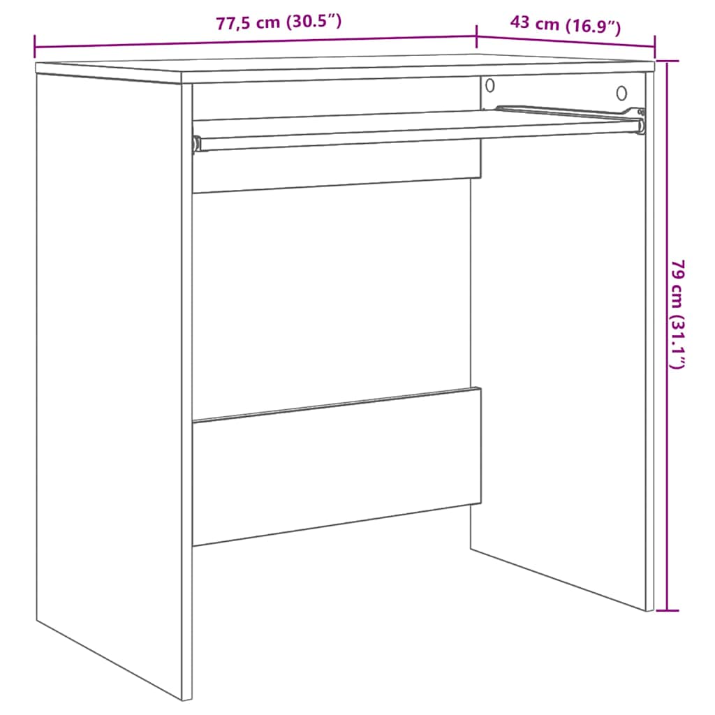 Tisch mit Regal Räuchereiche 77,5 x 43 x 79 cm Holzwerkstoff