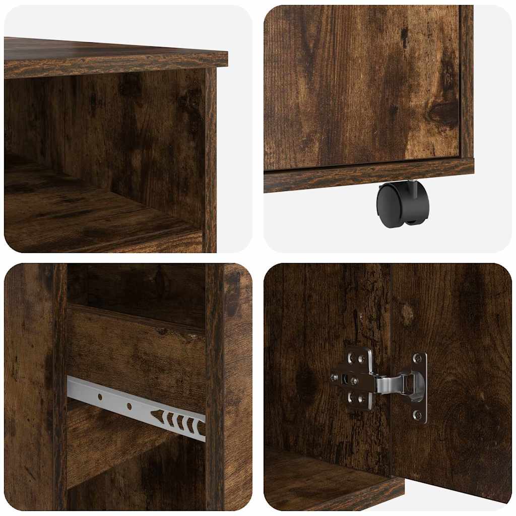 Tisch mit Rollen Räuchereiche 91 x 50 x 77 cm Holzwerkstoff