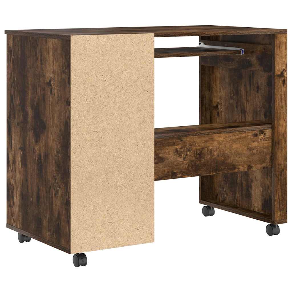 Tisch mit Rollen Räuchereiche 91 x 50 x 77 cm Holzwerkstoff
