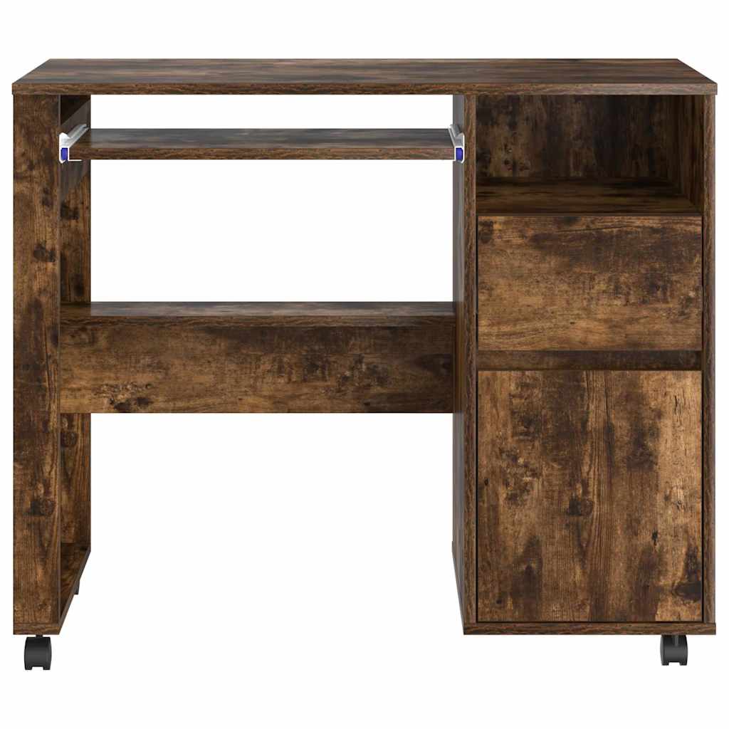 Tisch mit Rollen Räuchereiche 91 x 50 x 77 cm Holzwerkstoff