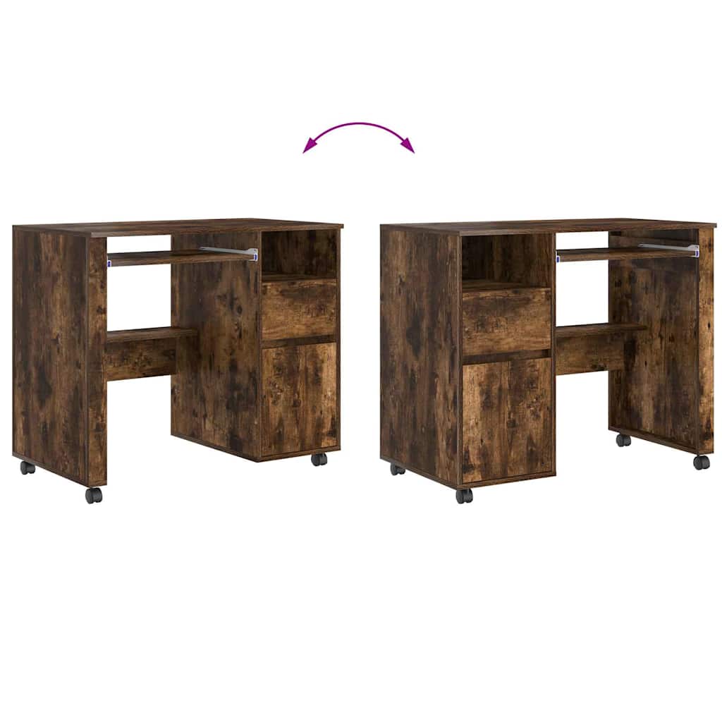 Tisch mit Rollen Räuchereiche 91 x 50 x 77 cm Holzwerkstoff