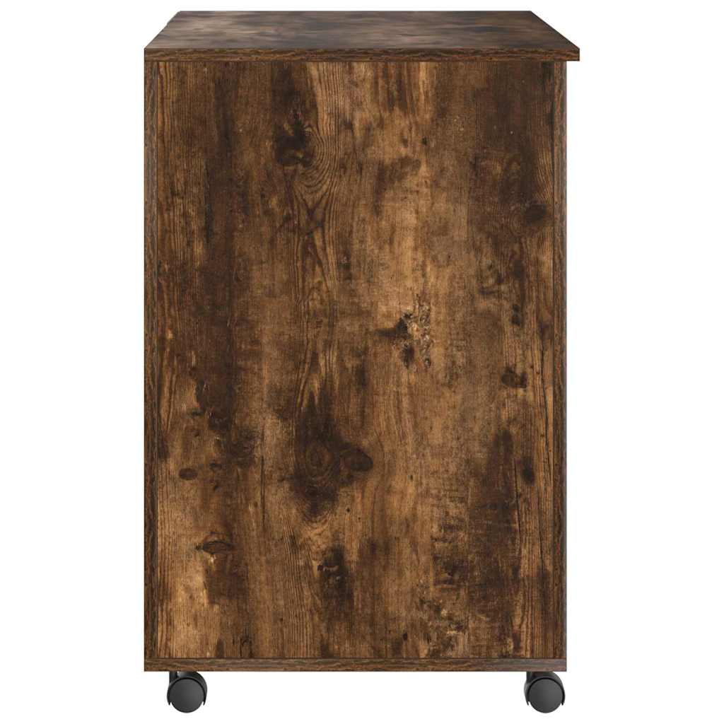 Tisch mit Rollen Räuchereiche 91 x 50 x 77 cm Holzwerkstoff
