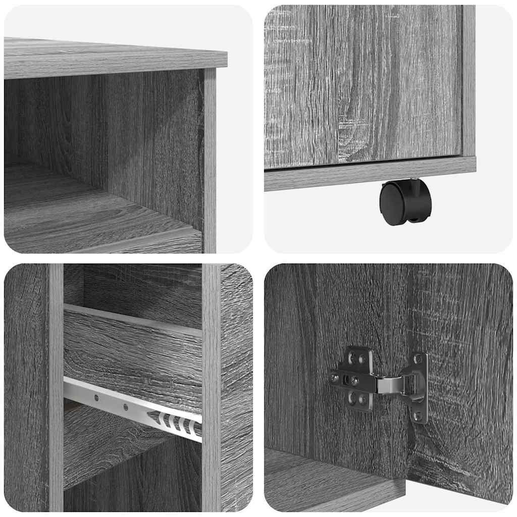 Tisch mit Rollen mit Regal Grau 91 x 50 x 77 cm Holzwerkstoff