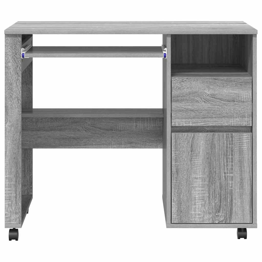 Tisch mit Rollen mit Regal Grau 91 x 50 x 77 cm Holzwerkstoff