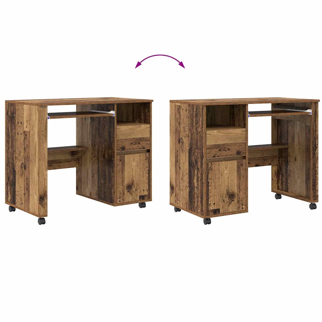 Tisch mit Rollen mit Rad Altholz 91 x 50 x 77 cm Holzwerkstoff