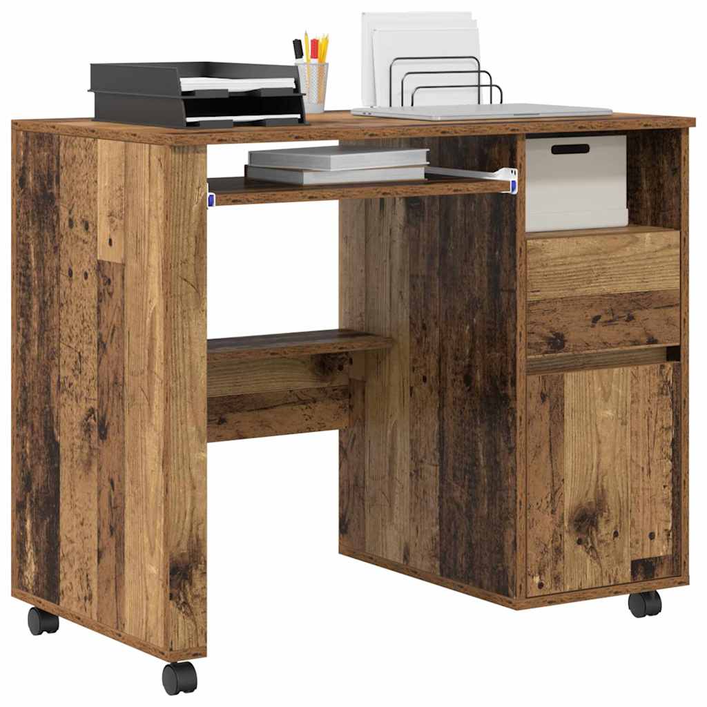 Tisch mit Rollen mit Rad Altholz 91 x 50 x 77 cm Holzwerkstoff