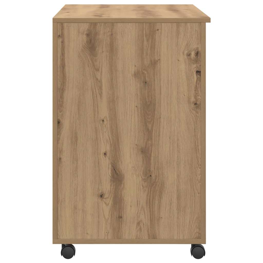 Tisch mit Rollen mit Regal Eiche handwerklich 91 x 50 x 77 cm
