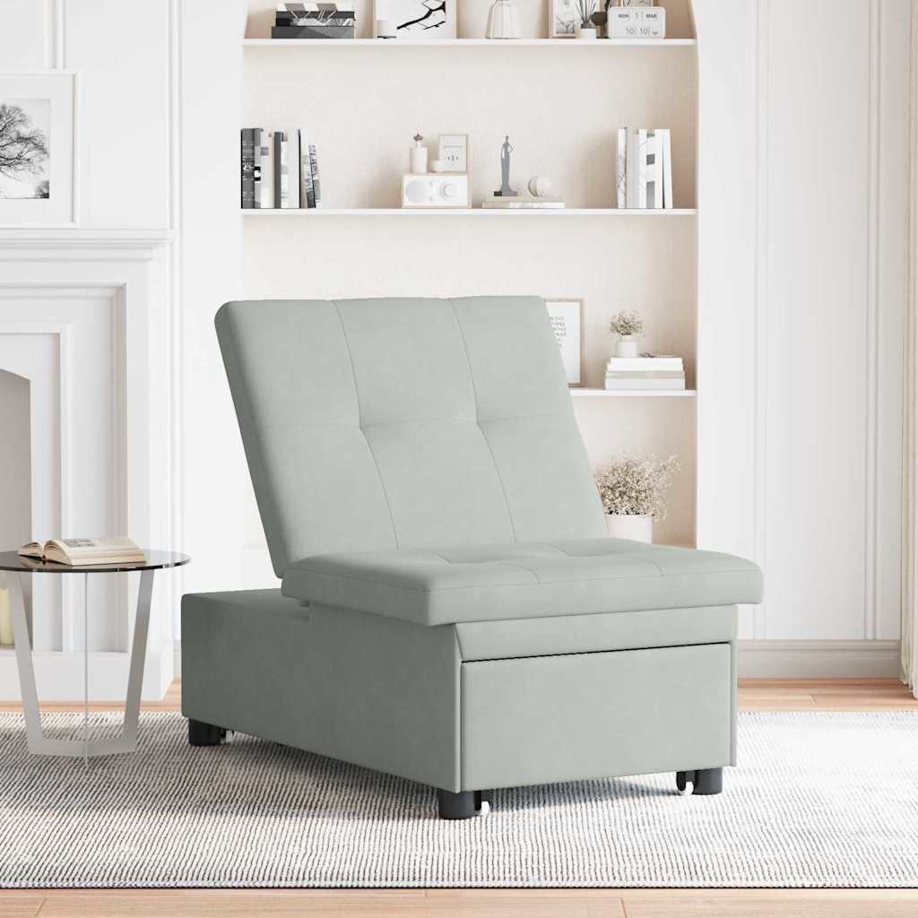 Schlafsofa Hellgrau 67 x 194 x 38 cm Samt