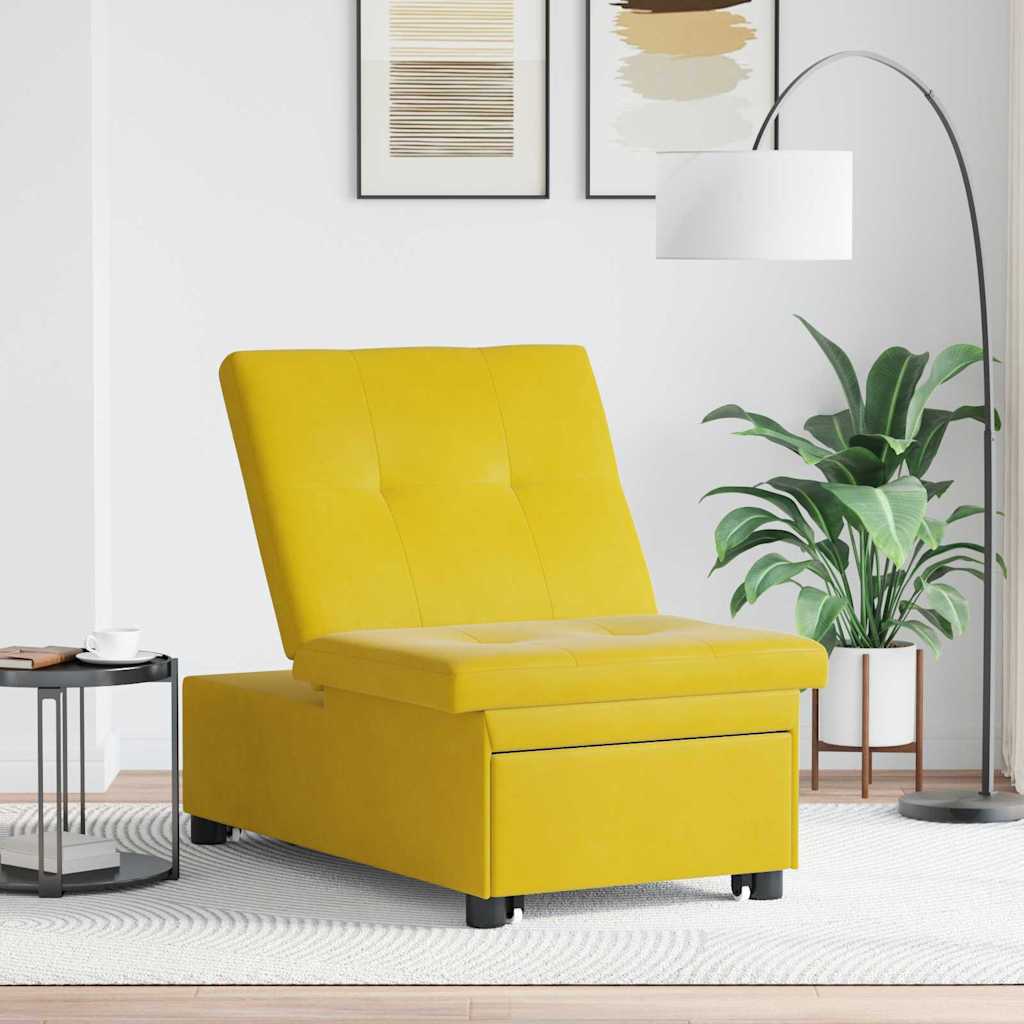 Schlafsofa Gelb 67 x 194 x 38 cm Samt