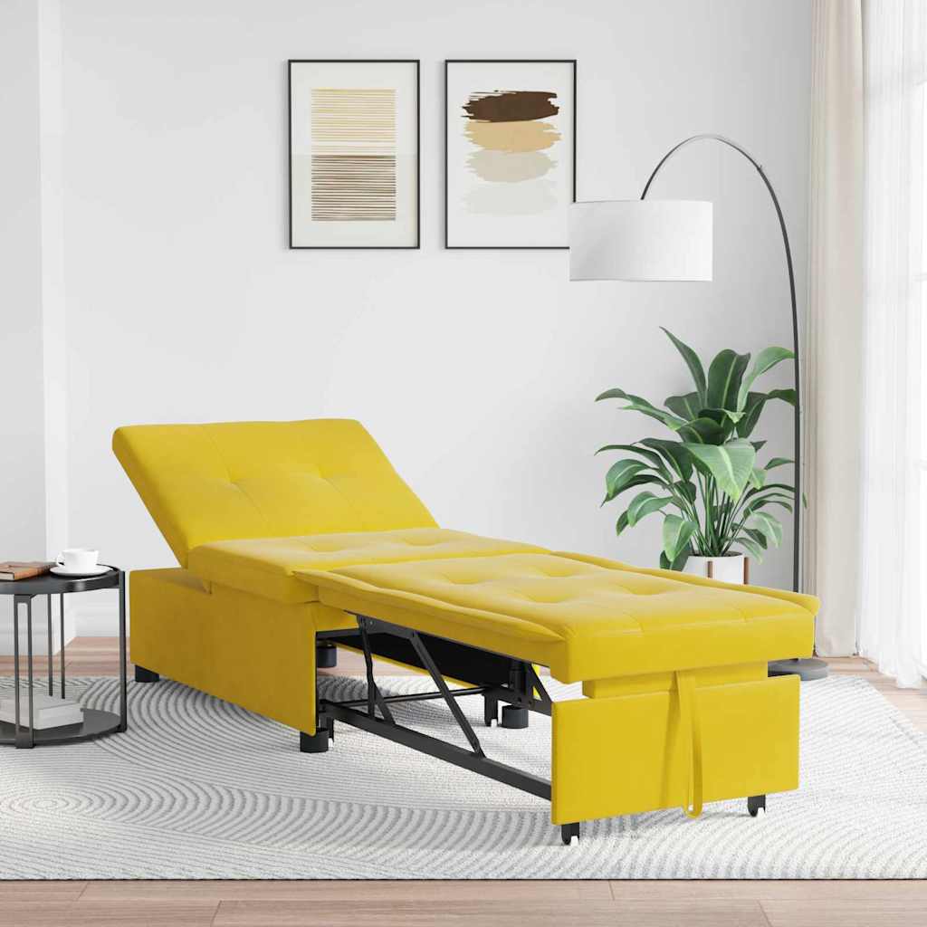 Schlafsofa Gelb 67 x 194 x 38 cm Samt