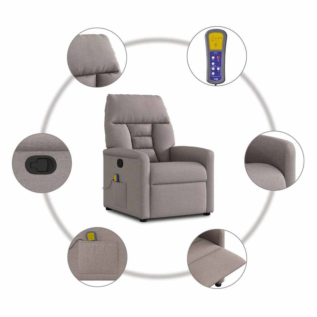 Massagesessel Taupe Stoff