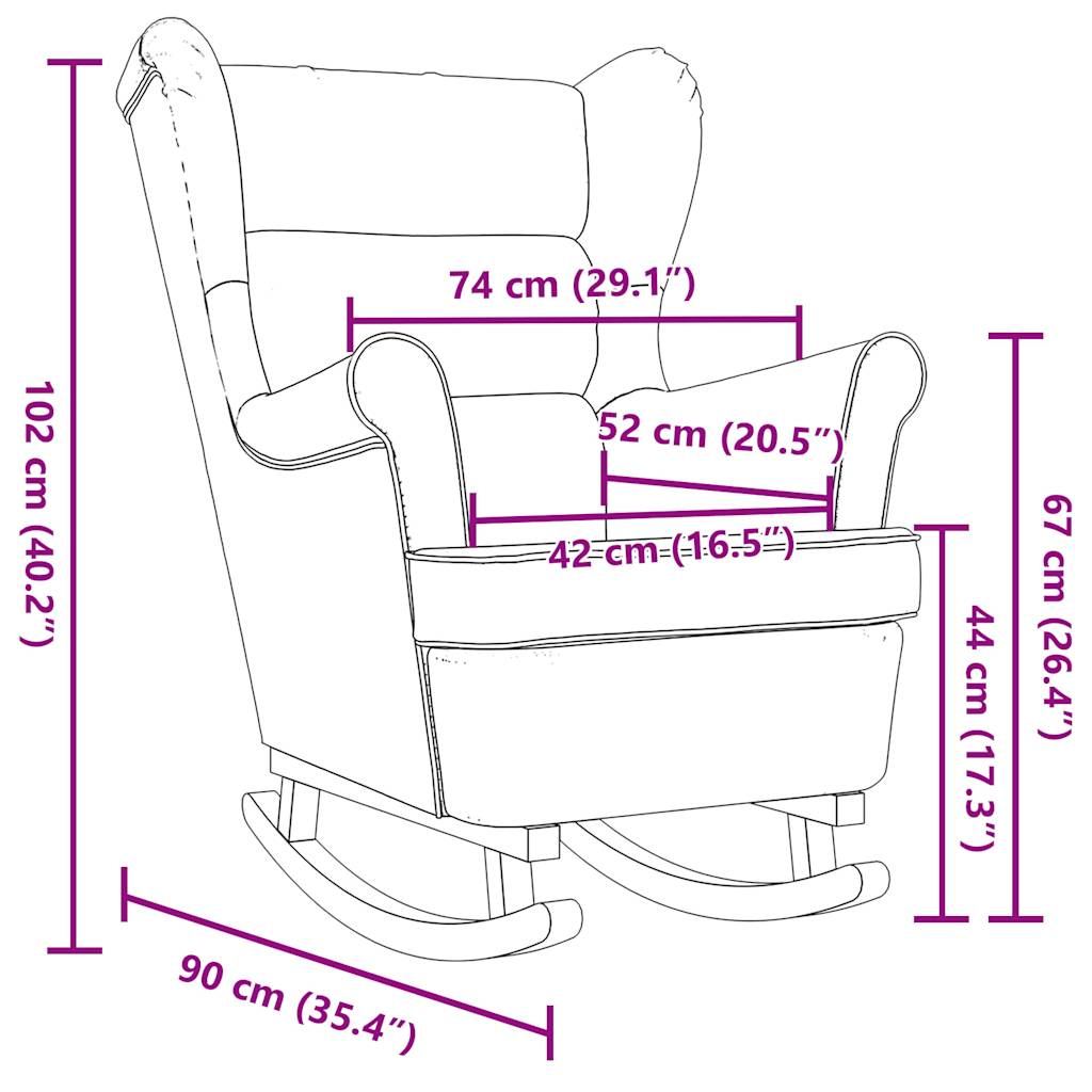 Schaukelsessel Dunkelgelb 74x90x102 cm Stoff