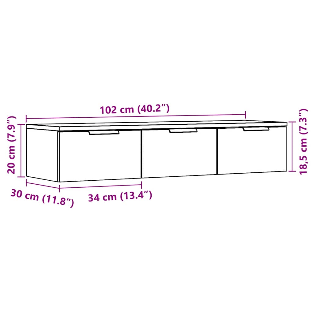 Wandschrank Artisan-Eiche 102x30x20 cm Holzwerkstoff