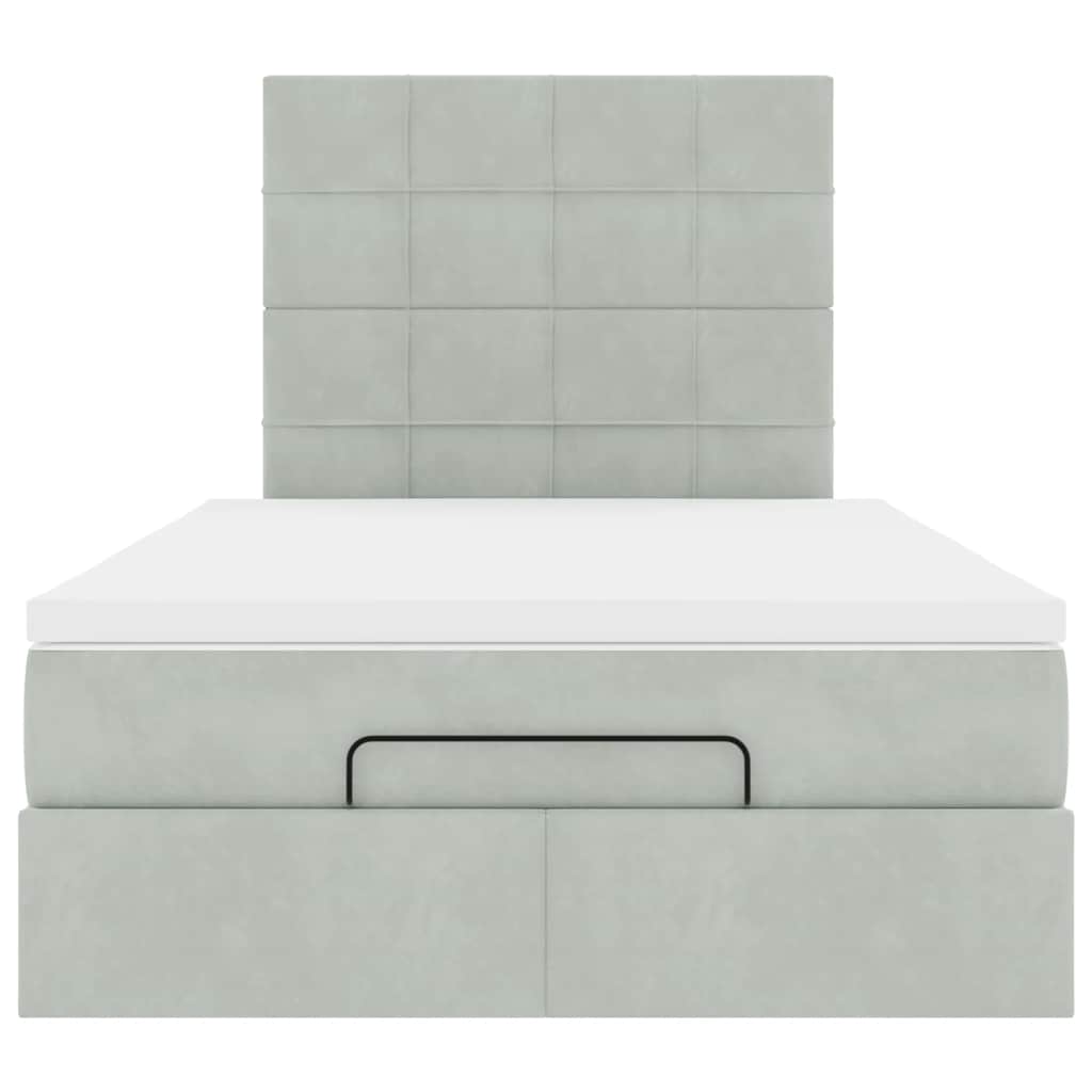 Ottoman-Bett mit Matratzen & LEDs Hellgrau 120x200 cm Samt