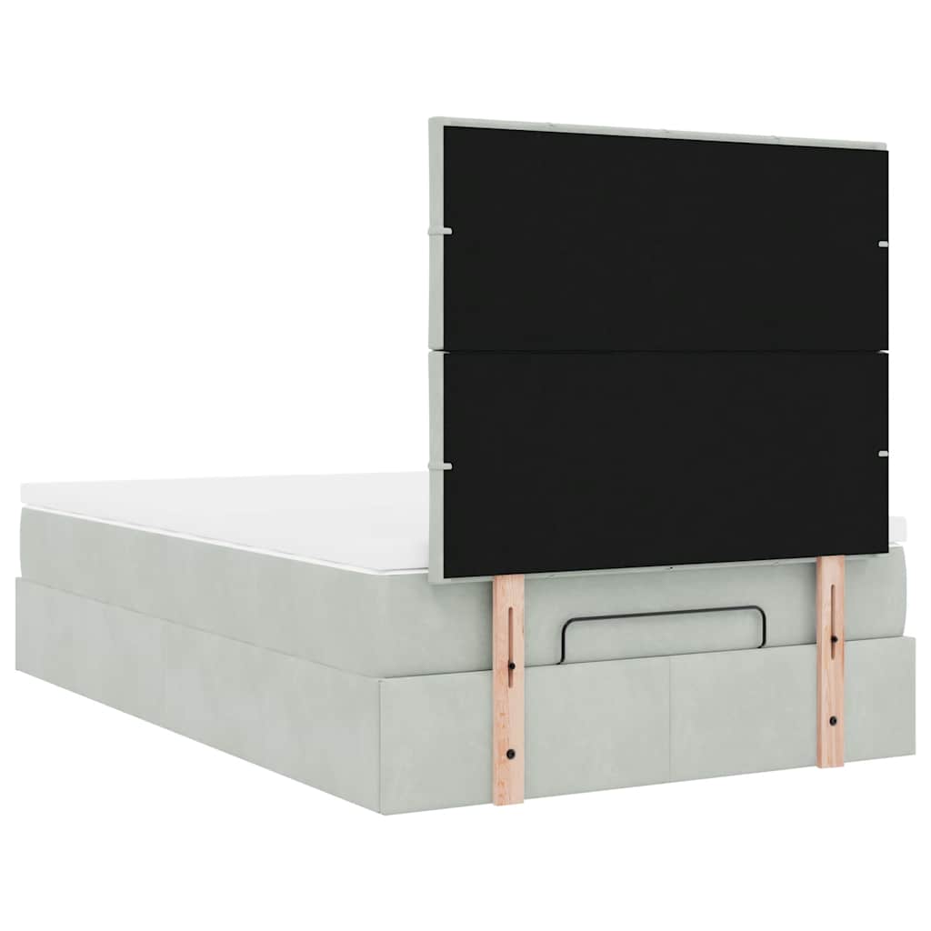 Ottoman-Bett mit Matratzen & LEDs Hellgrau 120x200 cm Samt
