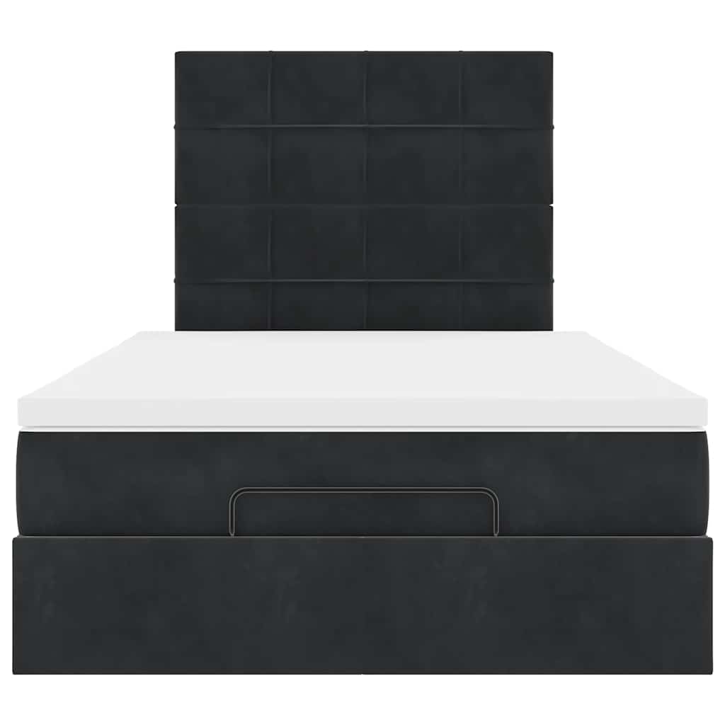 Ottoman-Bett mit Matratzen & LEDs Schwarz 120x200 cm Samt