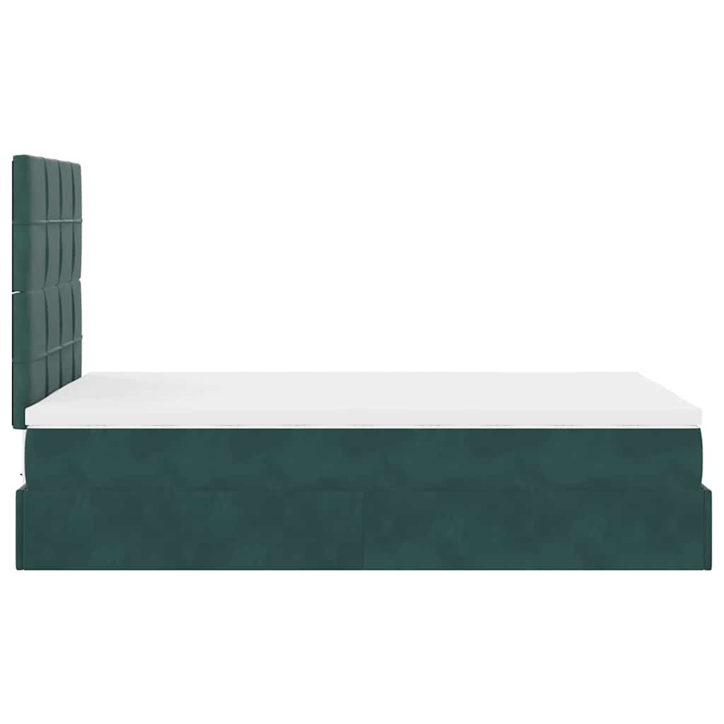 Ottoman-Bett mit Matratzen & LEDs Dunkelgrün 120x200 cm Samt