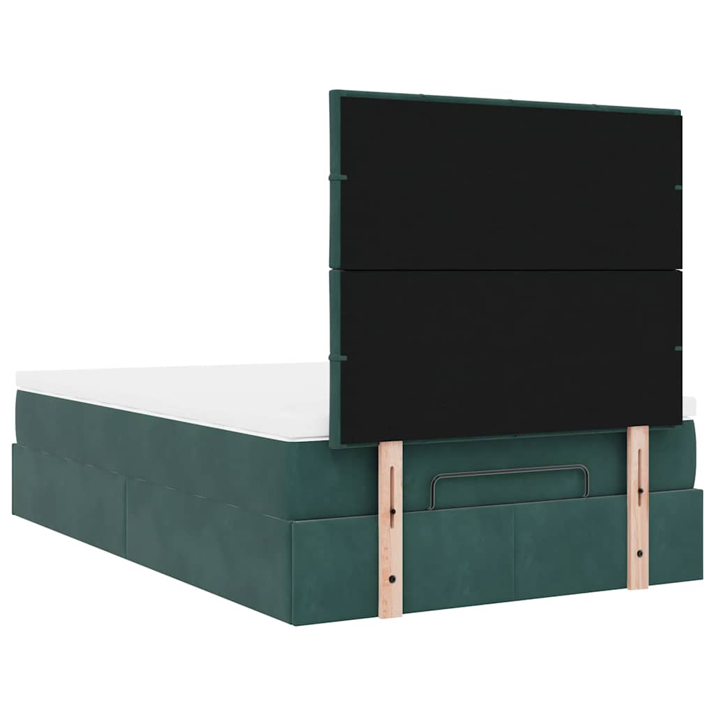 Ottoman-Bett mit Matratzen & LEDs Dunkelgrün 120x200 cm Samt