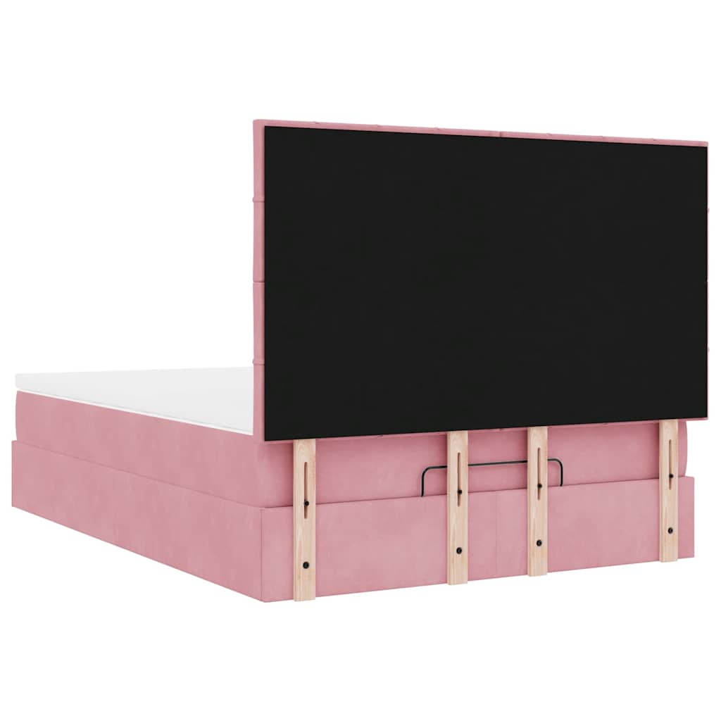Ottoman-Bett mit Matratzen & LEDs Rosa 140x190 cm Samt