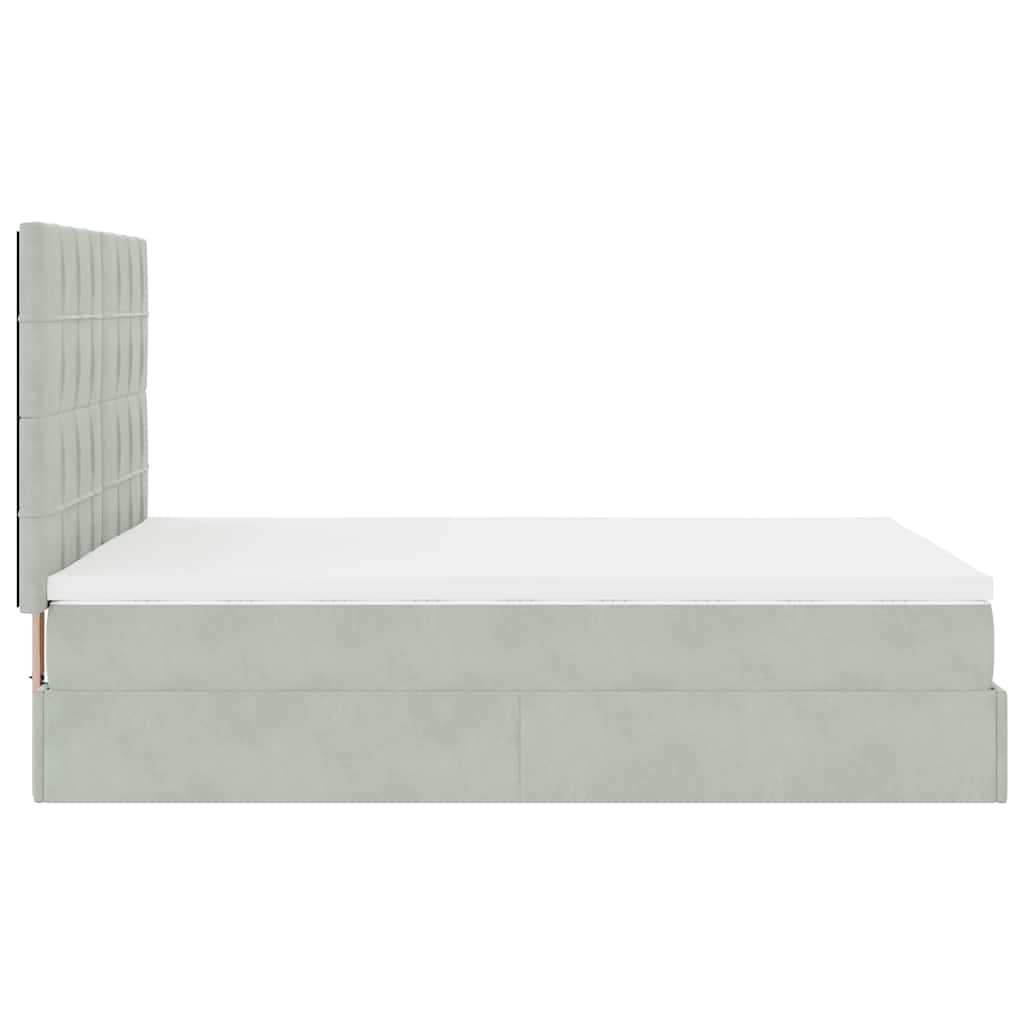 Ottoman-Bett mit Matratzen & LEDs Hellgrau 140x200 cm Samt