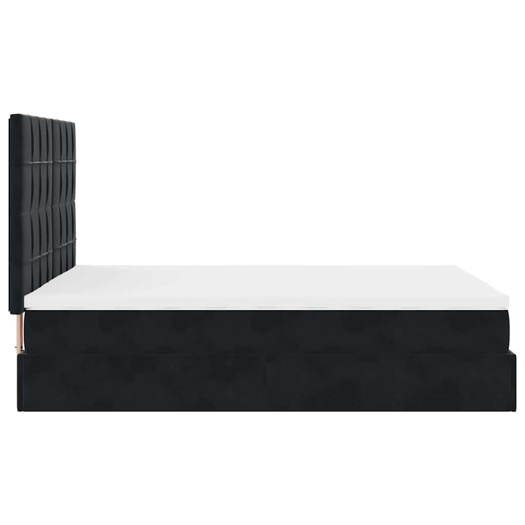 Ottoman-Bett mit Matratzen & LEDs Schwarz 140x200 cm Samt