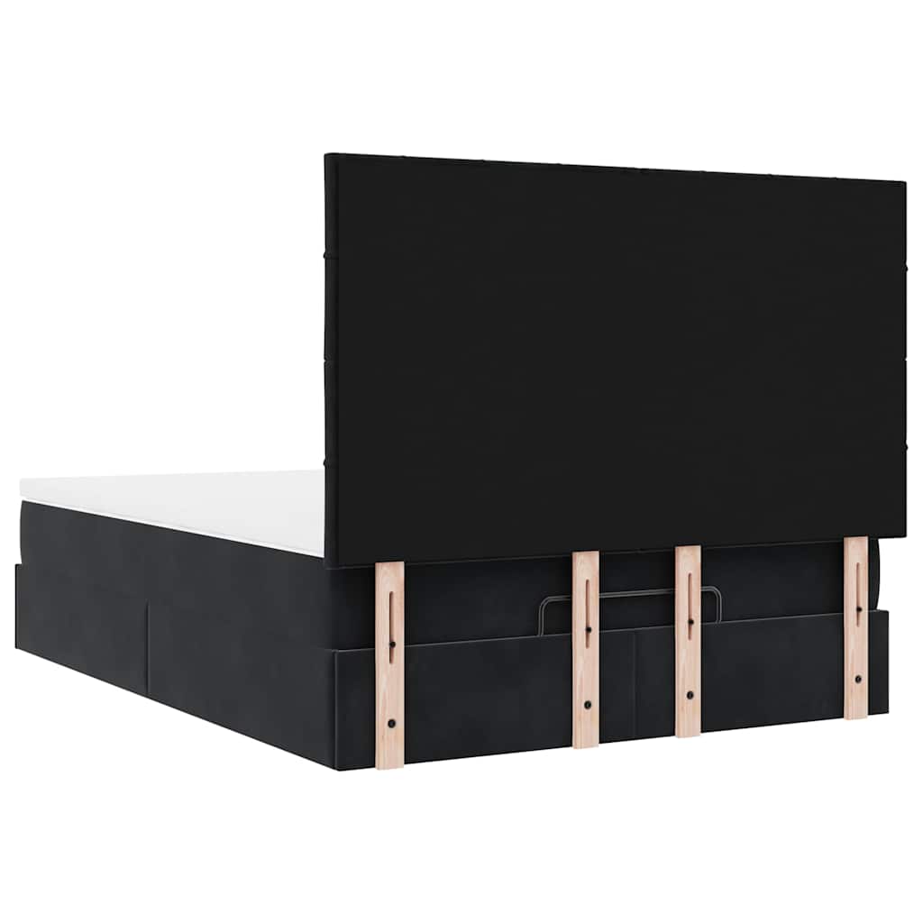 Ottoman-Bett mit Matratzen & LEDs Schwarz 140x200 cm Samt