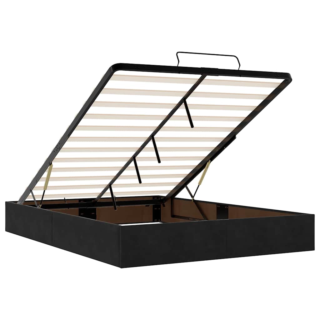Ottoman-Bett mit Matratzen & LEDs Schwarz 140x200 cm Samt