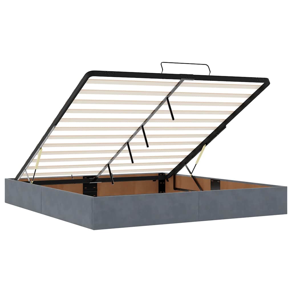 Ottoman-Bett mit Matratzen & LEDs Dunkelgrau 160x200 cm Samt
