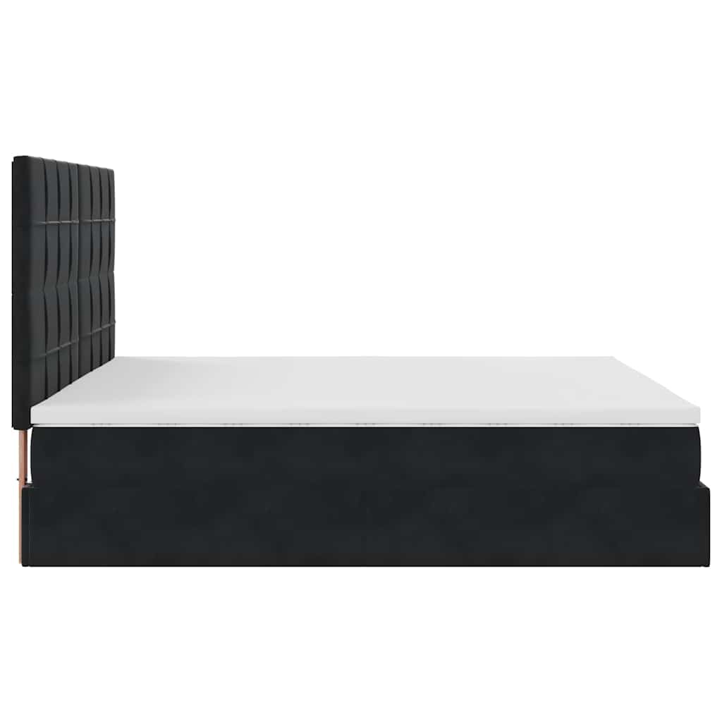 Ottoman-Bett mit Matratzen & LEDs Schwarz 160x200 cm Samt