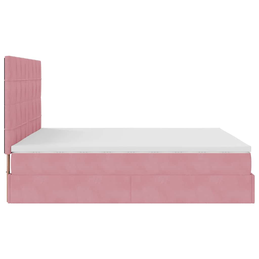 Ottoman-Bett mit Matratzen & LEDs Rosa 160x200 cm Samt