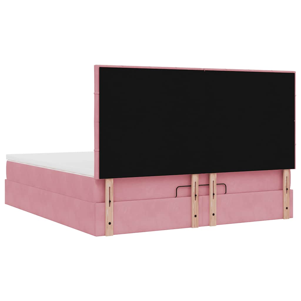 Ottoman-Bett mit Matratzen & LEDs Rosa 160x200 cm Samt