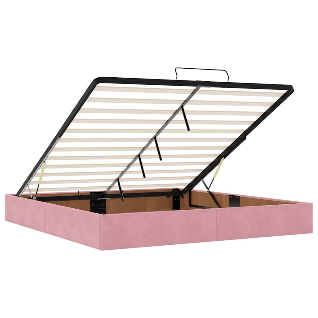 Ottoman-Bett mit Matratzen & LEDs Rosa 160x200 cm Samt