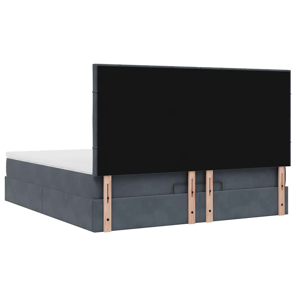 Ottoman-Bett mit Matratzen & LEDs Dunkelgrau 180x200 cm Samt