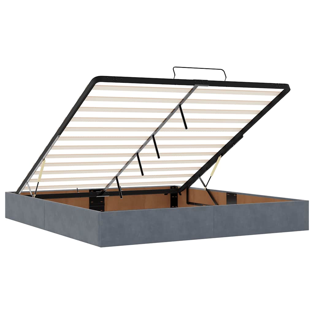 Ottoman-Bett mit Matratzen & LEDs Dunkelgrau 180x200 cm Samt