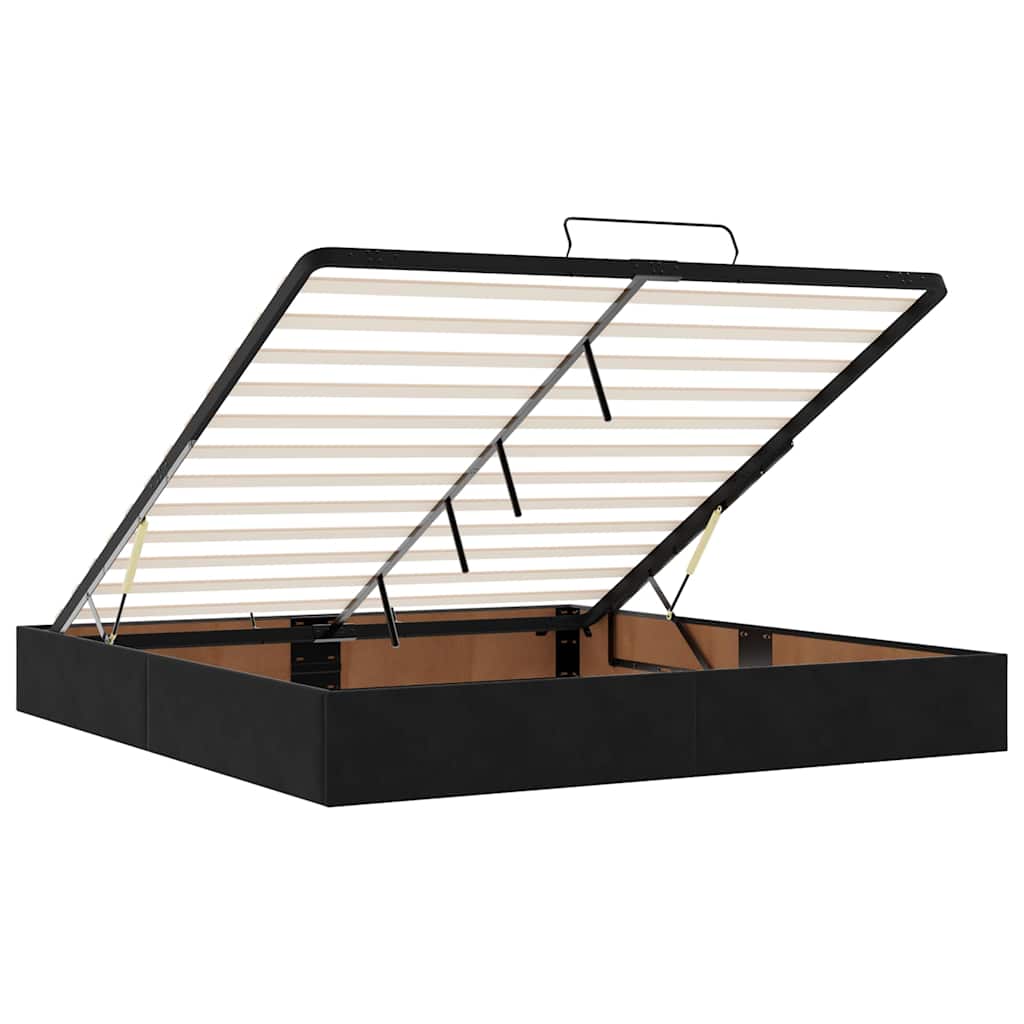 Ottoman-Bett mit Matratzen & LEDs Schwarz 180x200 cm Samt