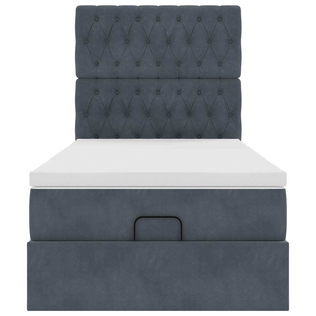 Ottoman-Bett mit Matratzen & LEDs Dunkelgrau 80x200 cm Samt